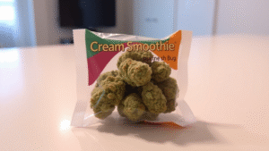 cream smoothie strain inside a plastic bag