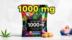 A black plastic bag 1000 mg edible is written over it.