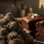showcasing the combination of cannabis bud with brownie flavor as a brownie scout strain.