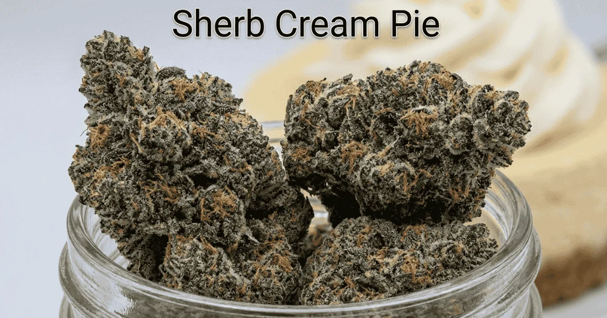 closeup of sherb cream pie weed strain